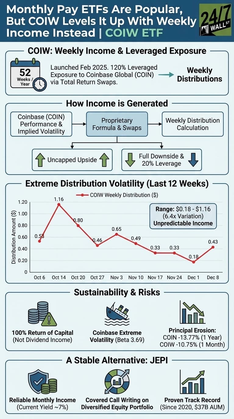 Weekly Dividend ETF COIW Pays 52 Times Per Year But 100% Return of Capital Raises Red Flags for Retirees